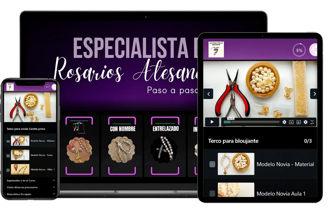 Curso Especialista en Rosarios Artesanales por dentro, en notebook, tablet y celular
